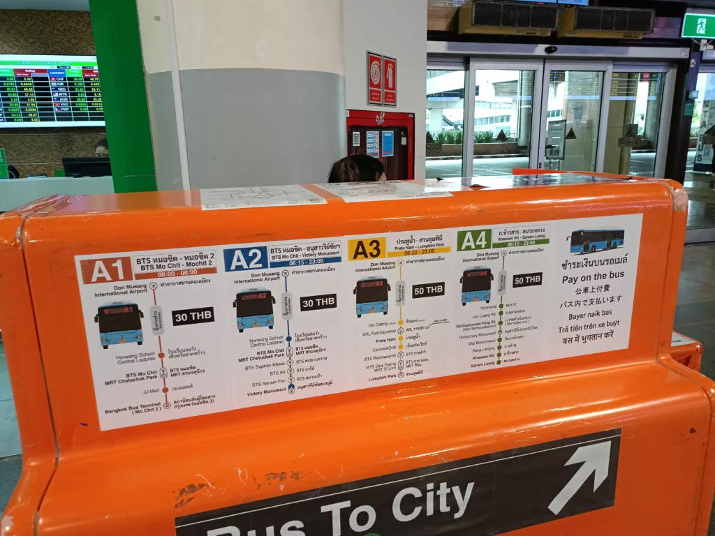 Airport Bus Routes in Bangkok, A1, A2, A3, A4